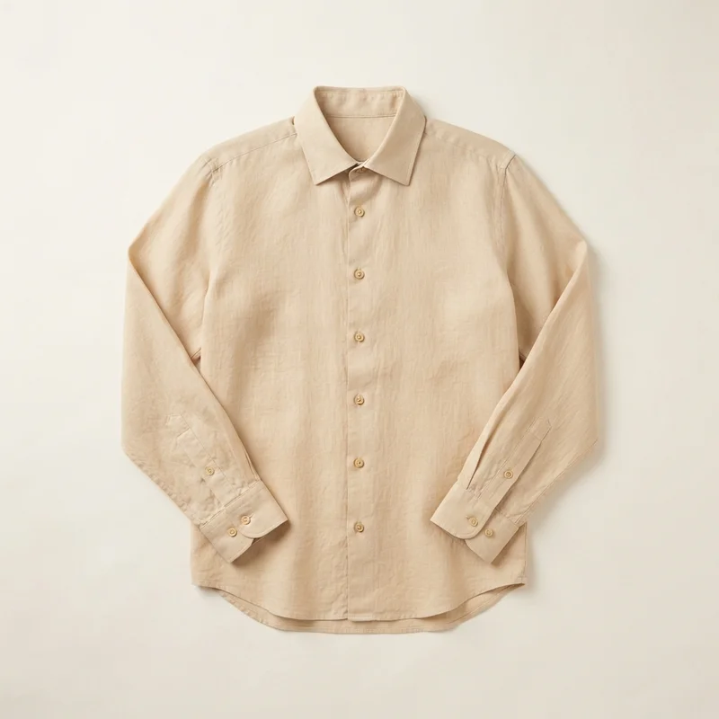 Linen shirt in natural, folded flat