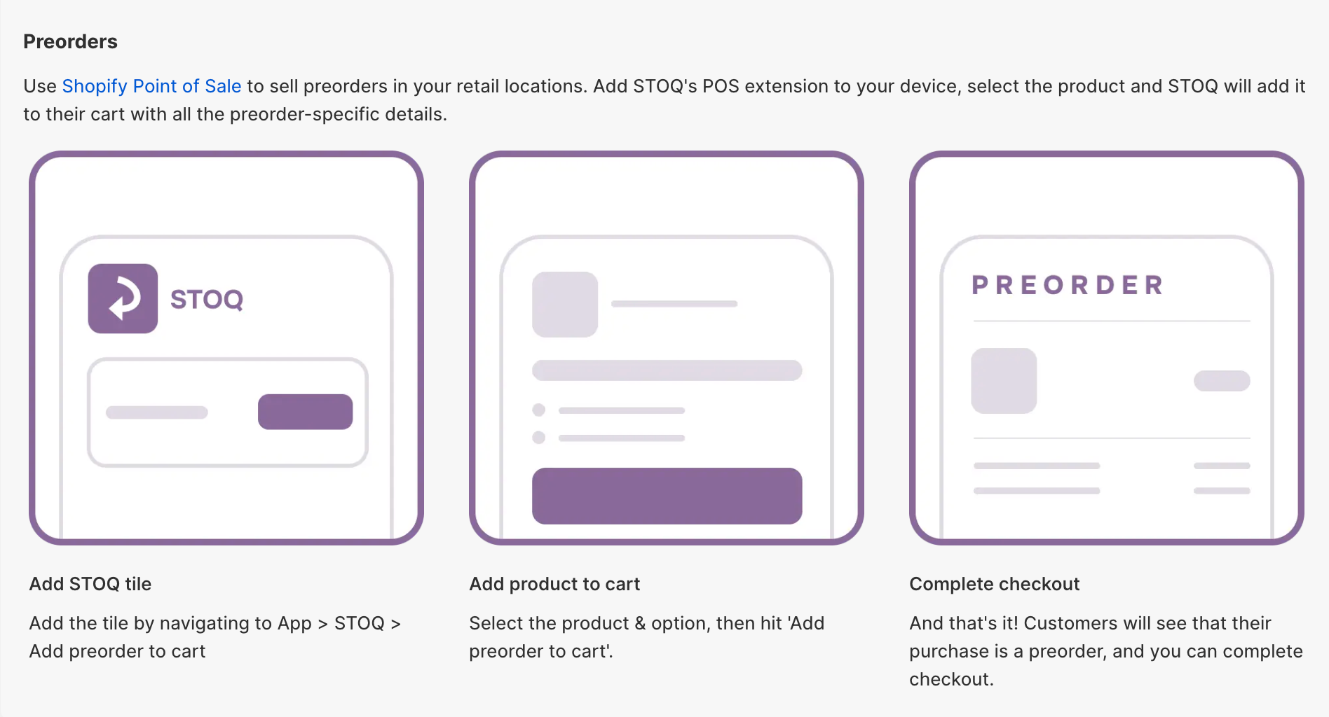 process to sell preorders on POS using STOQ
